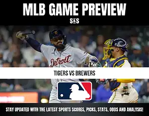 MLB Game Preview featuring Tigers vs Brewers, with a note to stay updated on the latest sports scores, picks, stats, odds, and analysis.