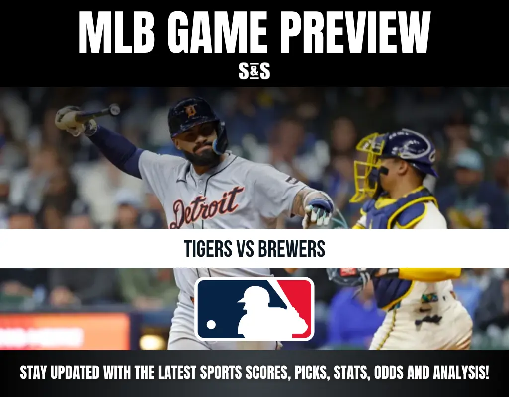 MLB Game Preview featuring Tigers vs Brewers, with a note to stay updated on the latest sports scores, picks, stats, odds, and analysis.