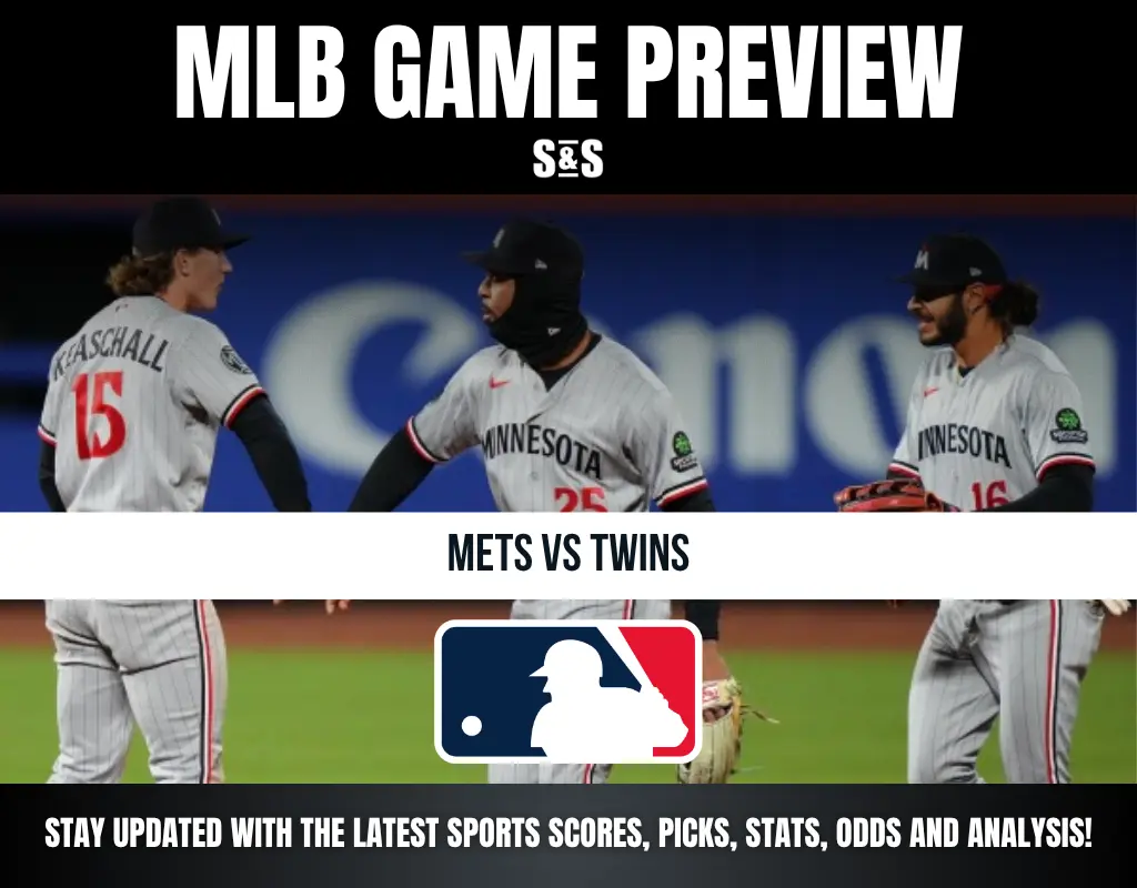 MLB game preview featuring the Mets vs. Twins, with players from the Minnesota Twins in focus.