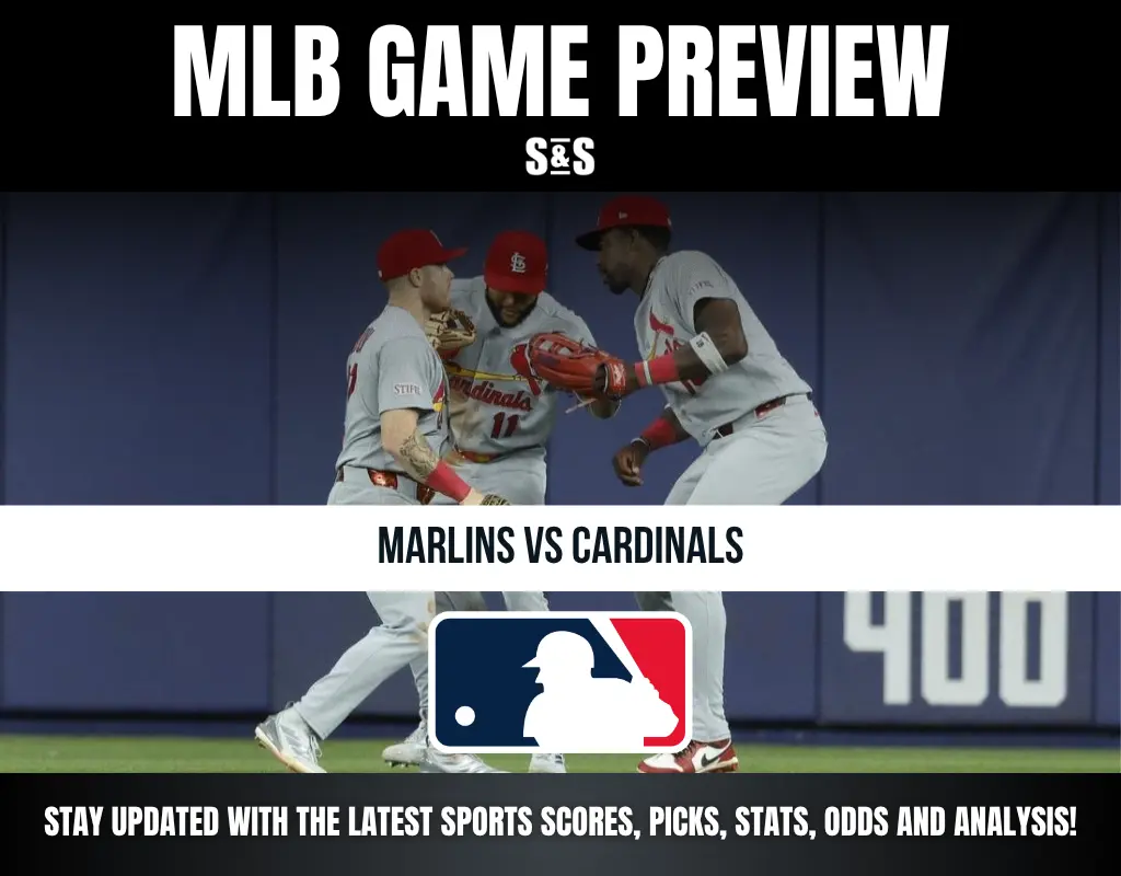 MLB Game Preview featuring teams Marlins vs Cardinals with players in action.