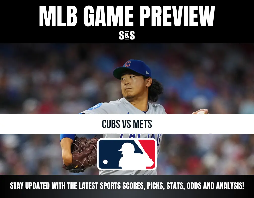 MLB Game Preview featuring a player from the Chicago Cubs and matchup against the New York Mets.