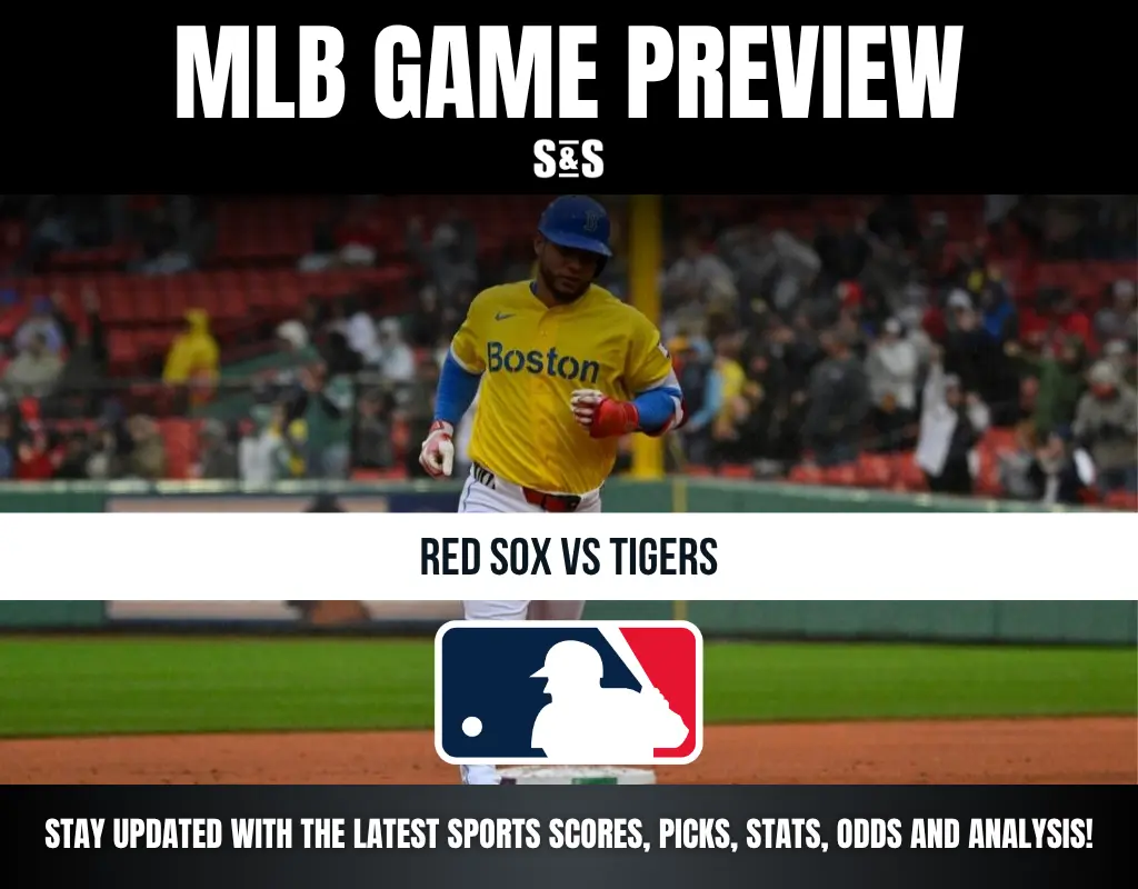 MLB Game Preview: Red Sox vs Tigers, with a player in a yellow Boston uniform.