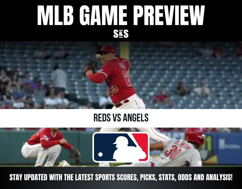 MLB Game Preview featuring a matchup between the Reds and Angels, with a focus on sports updates, scores, picks, stats, odds, and analysis.