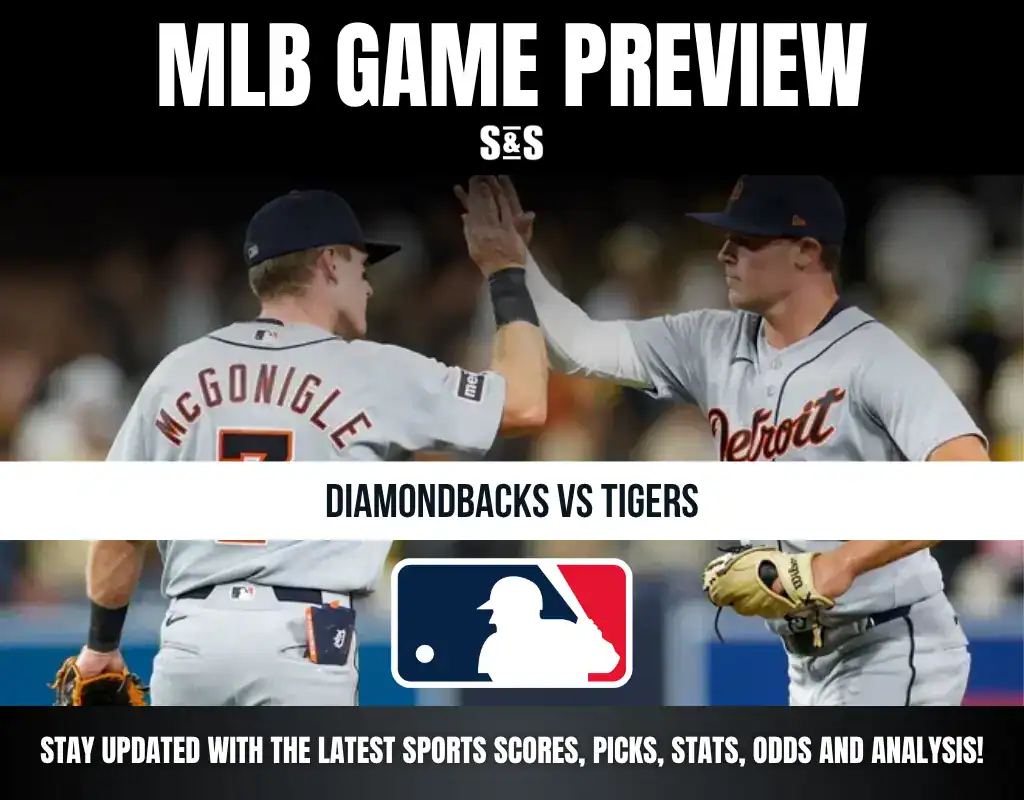 Two Detroit Tigers players high-five during an MLB game preview for Diamondbacks vs Tigers matchup.