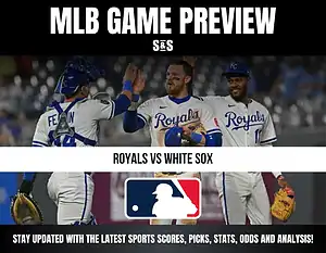 MLB Game Preview featuring the Royals versus White Sox, with players celebrating.