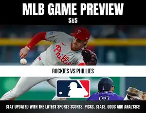 MLB Game Preview for Rockies vs. Phillies, with a call to stay updated on the latest sports scores, picks, stats, odds, and analysis.