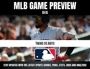MLB Game Preview featuring Twins vs Rays with a logo of Major League Baseball.