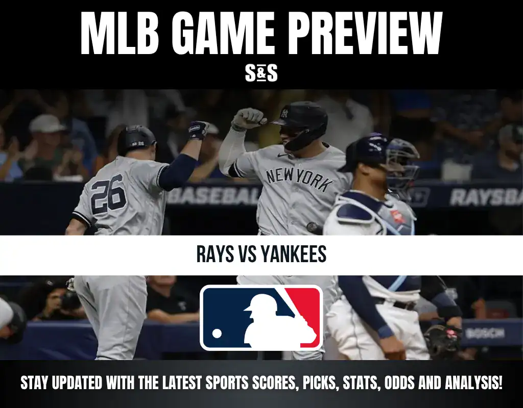 MLB Game Preview featuring Rays vs Yankees with a call to stay updated on the latest sports scores, picks, stats, odds, and analysis.