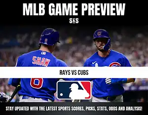 Two Chicago Cubs players in blue uniforms during an MLB game preview for Rays vs Cubs.
