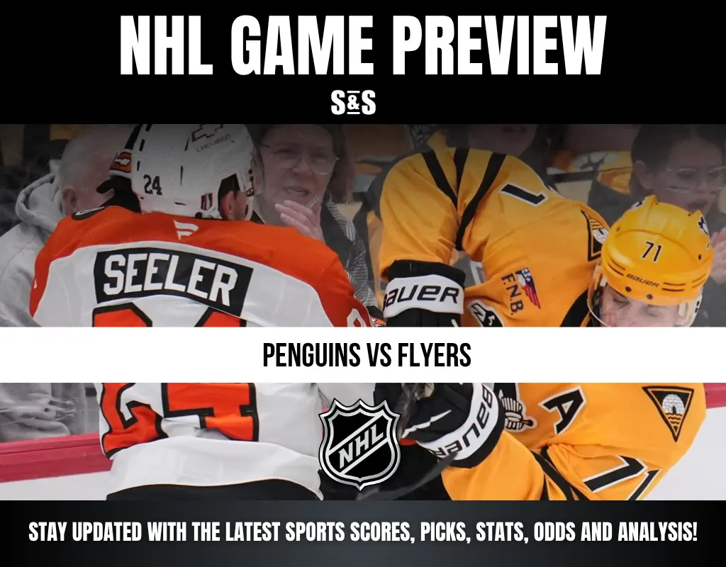 NHL Game Preview featuring a matchup between Penguins and Flyers.