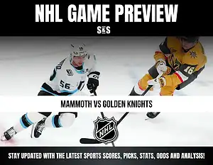 NHL Game Preview featuring Mammoth vs. Golden Knights, with updates on sports scores, picks, stats, odds, and analysis.