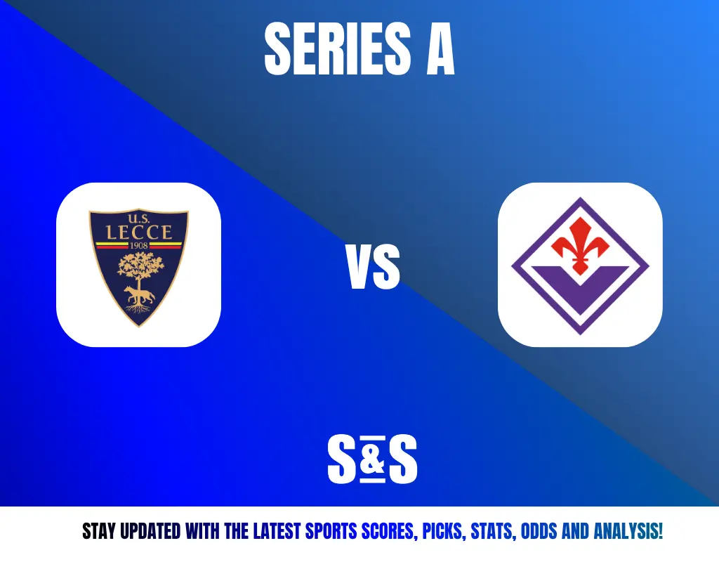 Series A matchup between U.S. Lecce and Fiorentina, with a call to stay updated on sports scores, picks, stats, odds, and analysis.