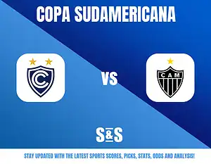 Copa Sudamericana logo with the text "Copa Sudamericana" and a matchup between two team logos, one labeled 'C' and the other 'CAM'.