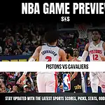 NBA game preview featuring the Pistons vs. Cavaliers, with a focus on staying updated with the latest sports scores, picks, stats, odds, and analysis.