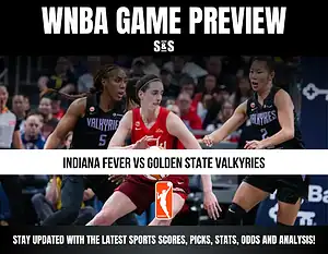 WNBA game preview featuring Indiana Fever vs. Golden State Valkyries, with updates on sports scores, picks, stats, odds, and analysis.