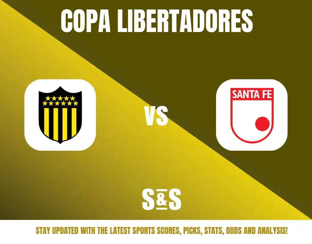 COPA LIBERTADORES - Team logos of Peñarol (left) and Santa Fe (right) with a "vs" in between.