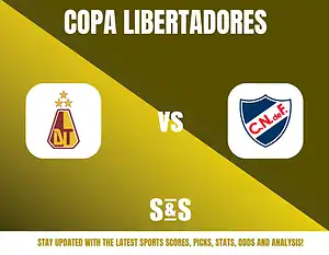 COPA LIBERTADORES - Team logos of two clubs facing off. The left logo features three stars above a shield, and the right logo shows a shield with "C.N. de F." text.