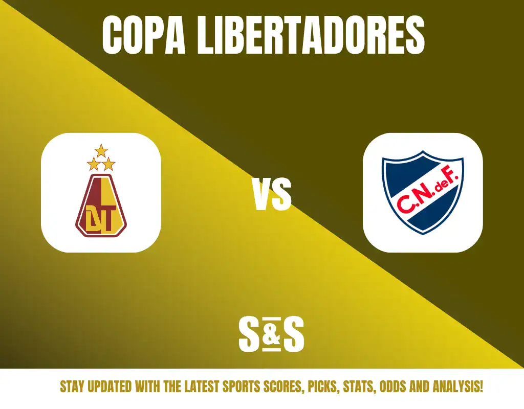 COPA LIBERTADORES - Team logos of two clubs facing off. The left logo features three stars above a shield, and the right logo shows a shield with "C.N. de F." text.