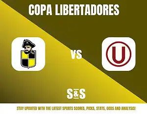Copa Libertadores graphic featuring two team logos: one with a pirate and the other with "U."