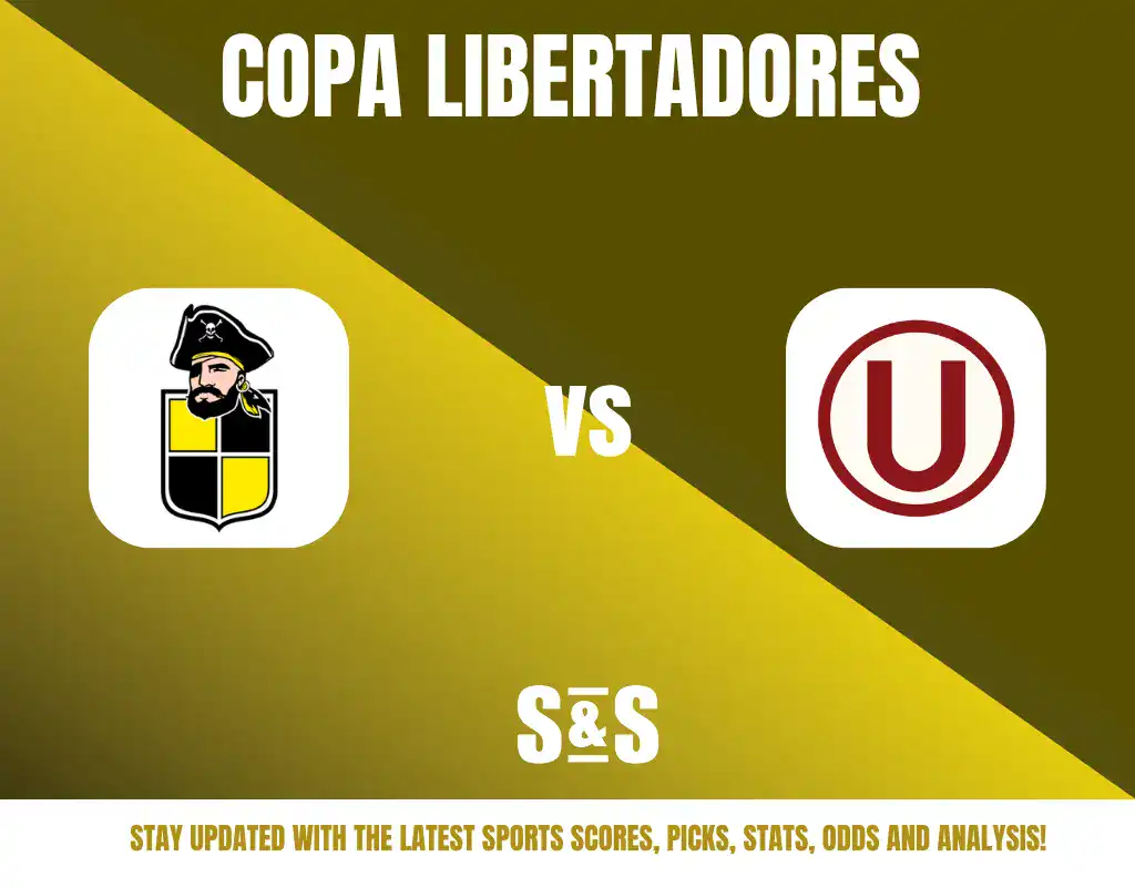 Copa Libertadores graphic featuring two team logos: one with a pirate and the other with "U."