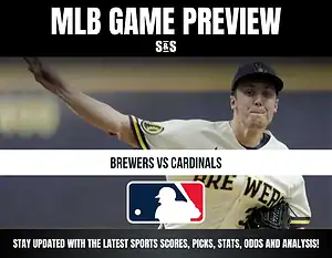 MLB Game Preview featuring Brewers vs Cardinals with a player pitching.