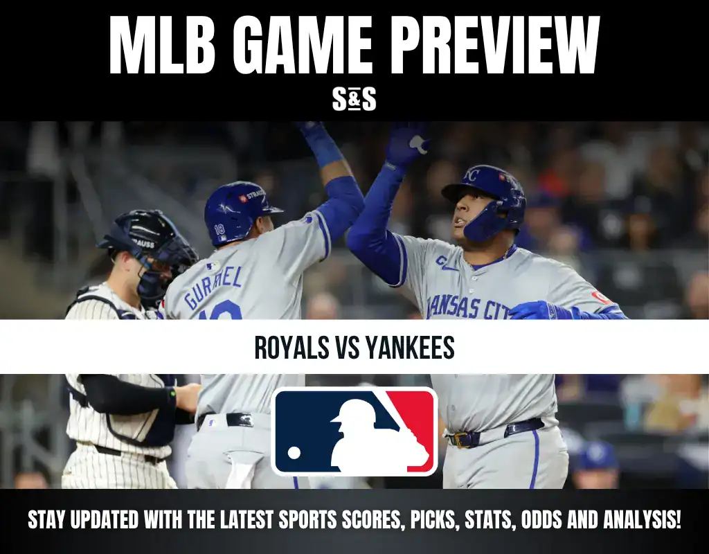 Alt text: MLB Game Preview featuring Royals vs Yankees with a focus on staying updated with the latest sports scores, picks, stats, odds, and analysis.