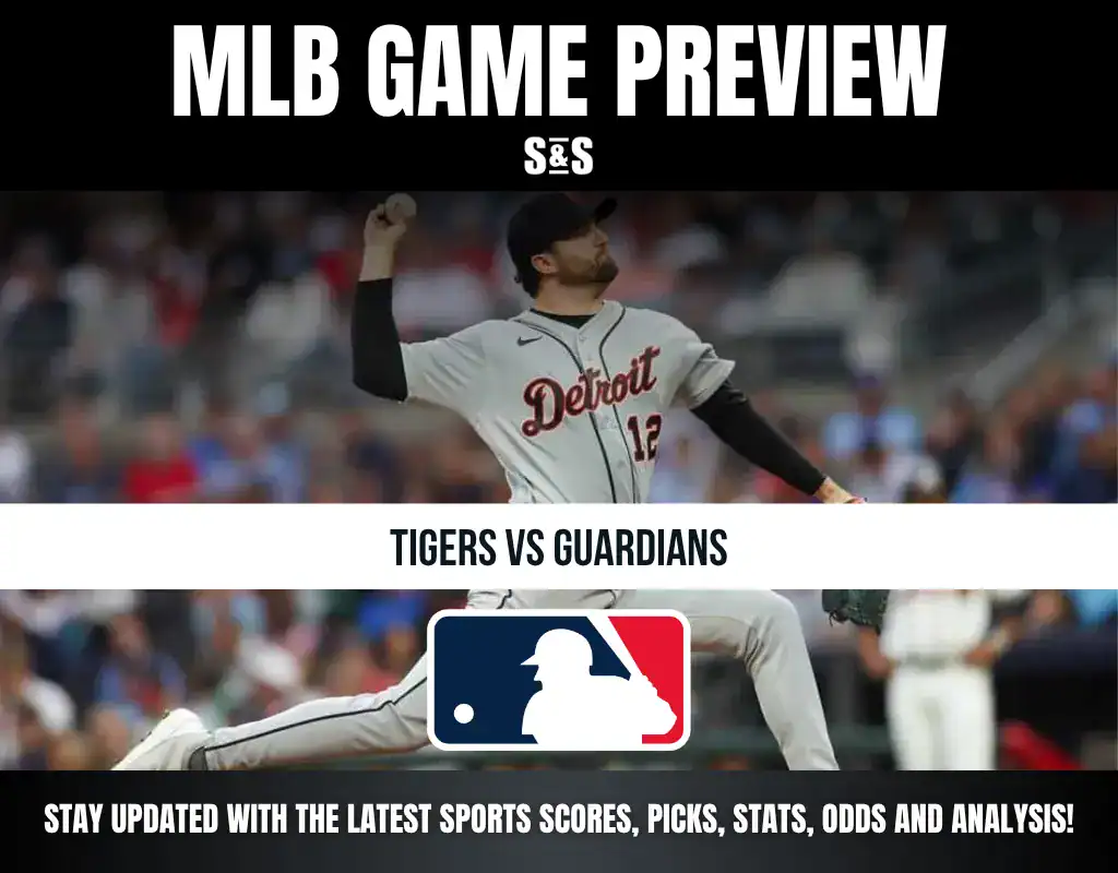 MLB Game Preview featuring a pitcher from the Detroit Tigers against the Cleveland Guardians.