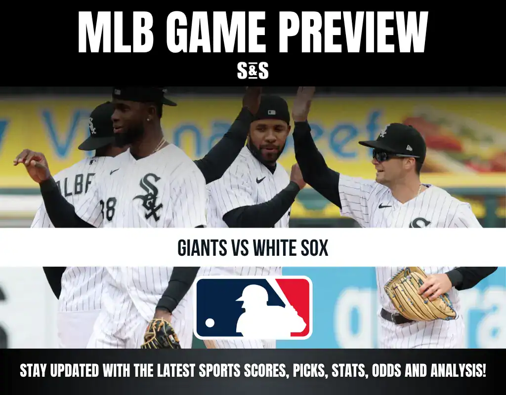 MLB Game Preview for Giants vs White Sox, featuring players in team uniforms.