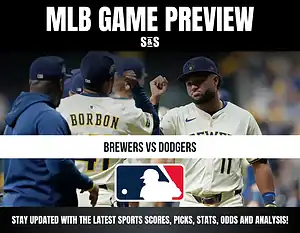 MLB Game Preview featuring Brewers vs Dodgers, with a call to stay updated with the latest sports scores, picks, stats, odds, and analysis.