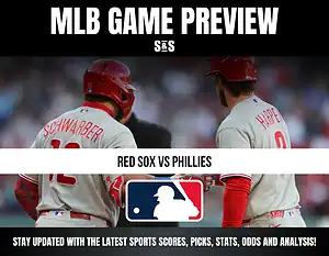 MLB Game Preview with players Schwaber and Harper, featuring a matchup between the Red Sox and the Phillies.