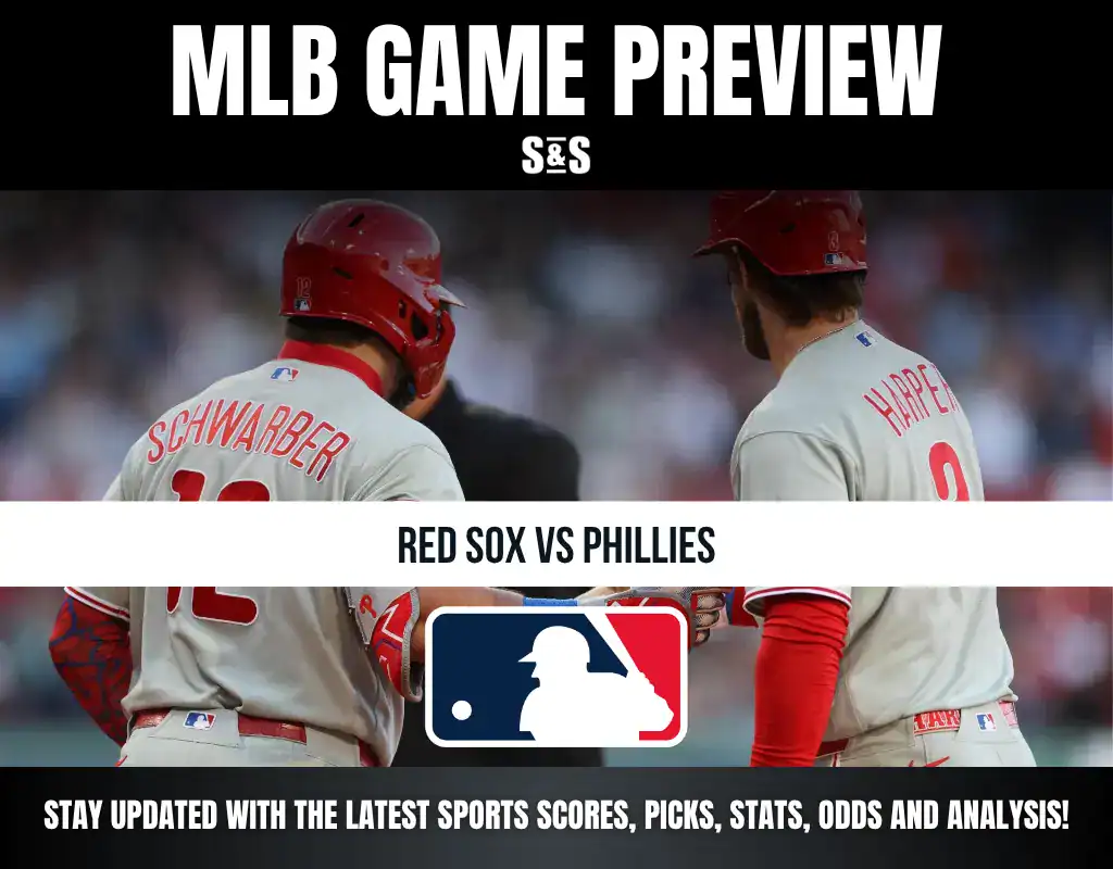 MLB Game Preview with players Schwaber and Harper, featuring a matchup between the Red Sox and the Phillies.