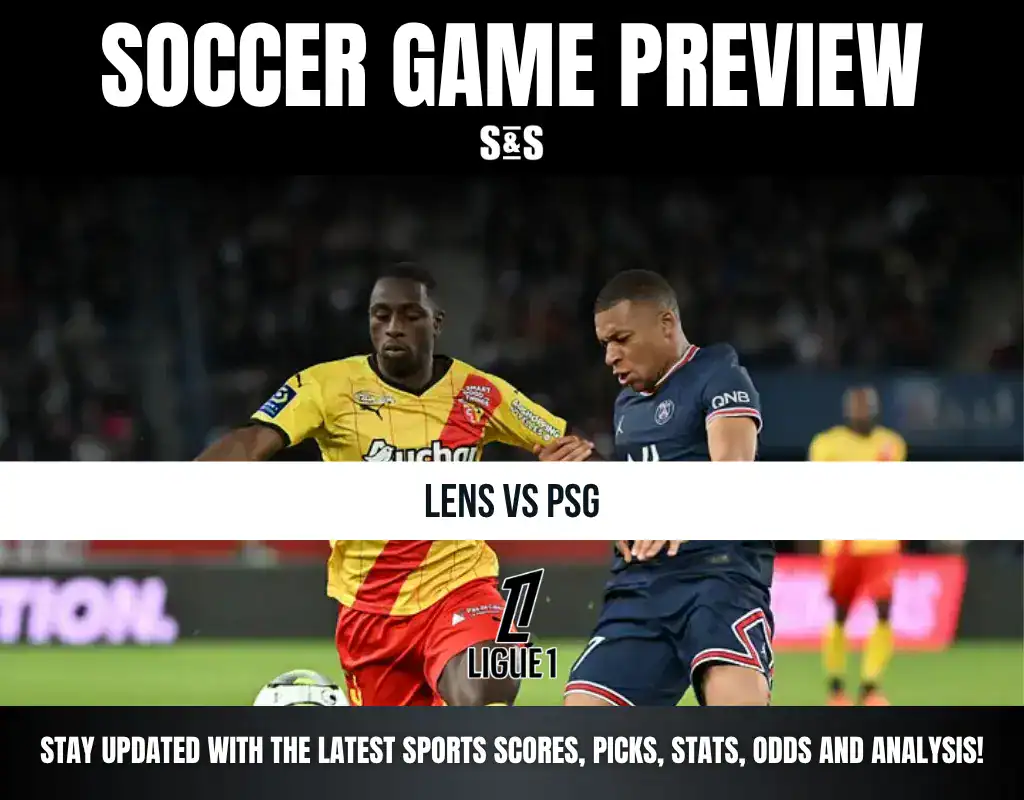Soccer game preview featuring players from Lens and PSG.