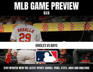 MLB Game Preview: Orioles vs. Rays, featuring player Basallo in a team uniform.