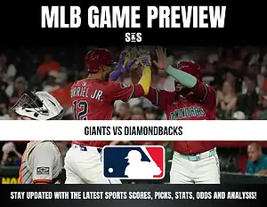 MLB Game Preview featuring Giants vs. Diamondbacks with a call to stay updated on sports scores, picks, stats, odds, and analysis.