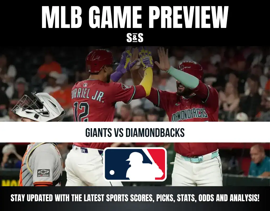 MLB Game Preview featuring Giants vs. Diamondbacks with a call to stay updated on sports scores, picks, stats, odds, and analysis.