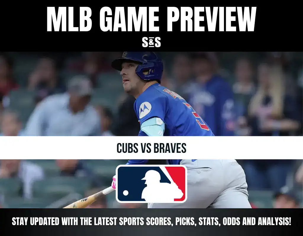 MLB Game Preview featuring Cubs vs Braves with a player in action.