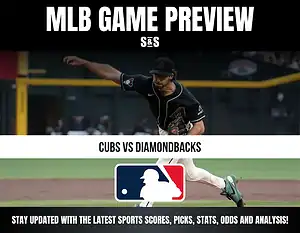 MLB Game Preview for Cubs vs. Diamondbacks, featuring a player in action on the field.