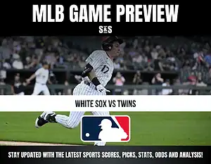 MLB game preview for White Sox vs Twins, featuring a player running on the field.