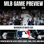 MLB Game Preview for Mariners vs White Sox with a player swinging a bat.