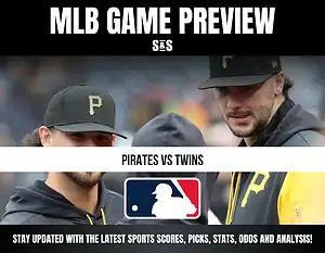 MLB Game Preview featuring the Pirates vs. Twins, with a logo of Major League Baseball at the center.