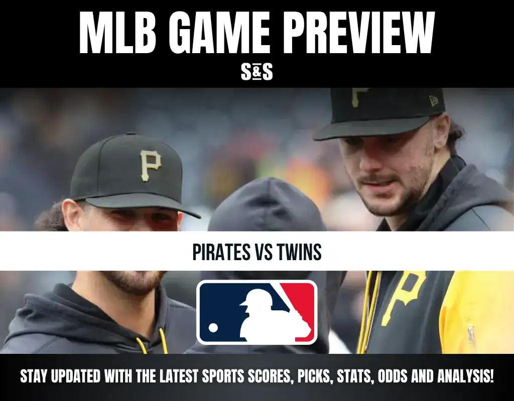 MLB Game Preview featuring the Pirates vs. Twins, with a logo of Major League Baseball at the center.