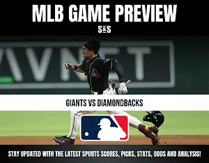 MLB game preview for Giants vs Diamondbacks with a player running on the field.