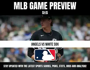 MLB Game Preview featuring a player from the White Sox, with text indicating an upcoming game between the Angels and White Sox.