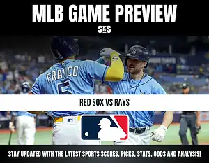 MLB Game Preview featuring the Red Sox vs Rays with a logo for Major League Baseball.