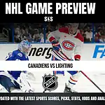 NHL game preview featuring Canadiens vs. Lightning, with a focus on sports scores, picks, stats, odds, and analysis.