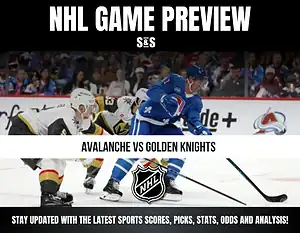 NHL game preview featuring Avalanche vs Golden Knights with a focus on staying updated with sports scores, picks, stats, odds, and analysis.