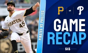 Pirates vs Phillies game recap with a player pitching.