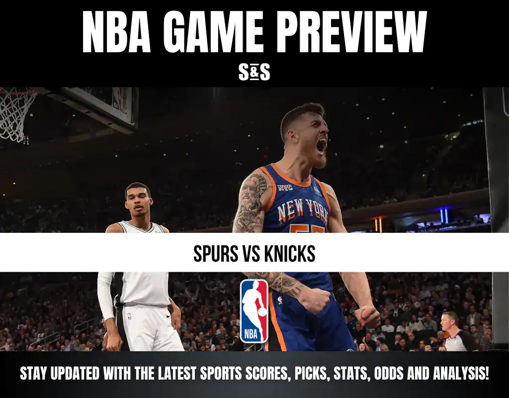 NBA game preview featuring the Spurs vs. Knicks.