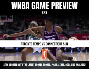 WNBA game preview featuring Toronto Tempo vs. Connecticut Sun with players in action on the court, highlighting live updates and analysis.
