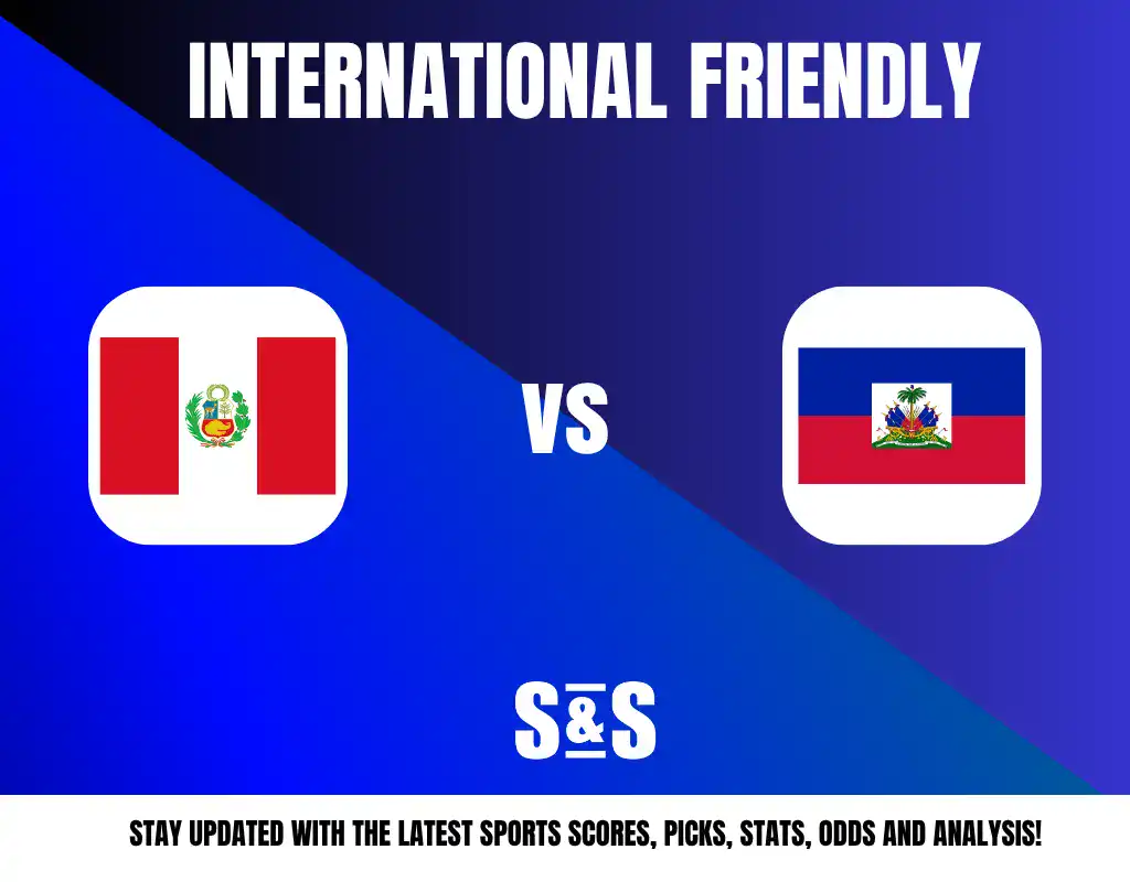 International Friendly between Peru and Haiti with flags of both countries displayed.